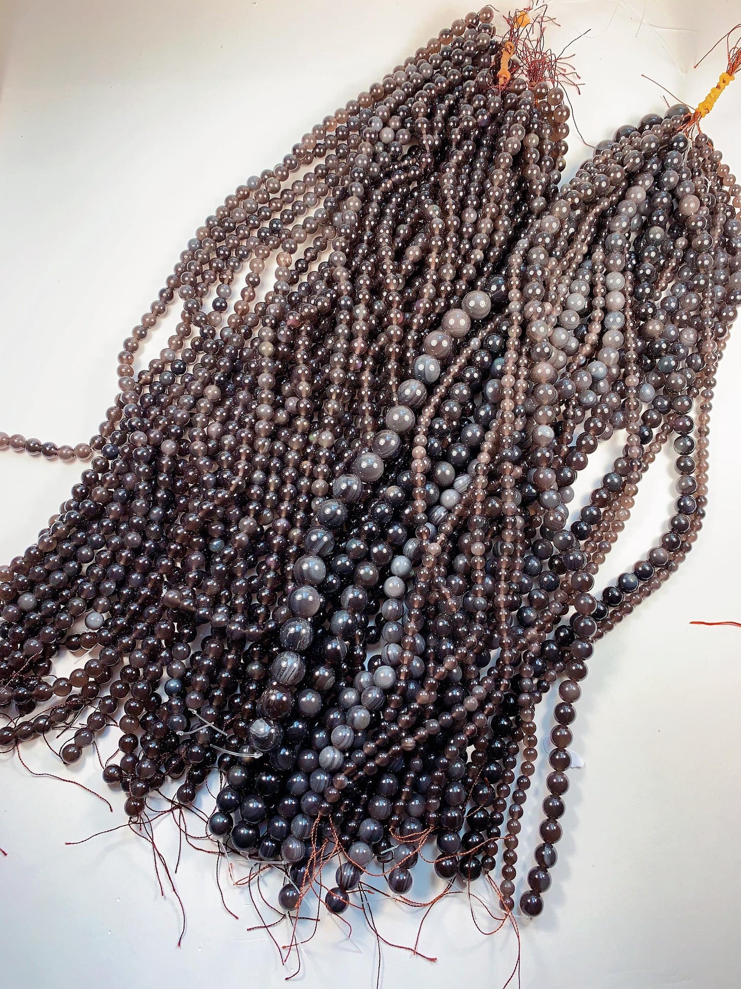 AAA Smoky Ice Obsidian Beads: 15.5" Strand, Natural Gemstone