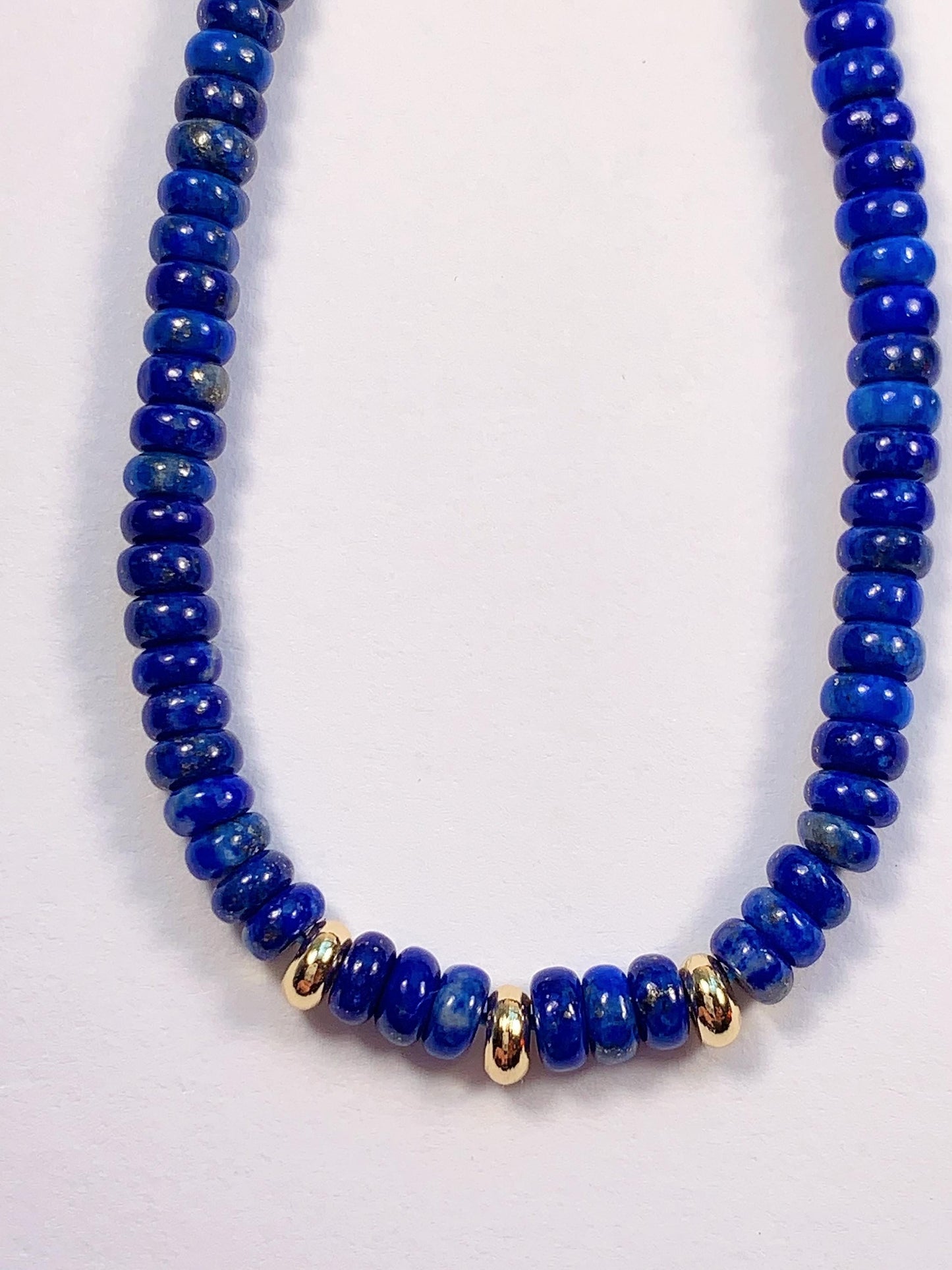 14K Gold Filled Lapis Lazuli Jewelry Set: Bracelet, Earrings, Necklace