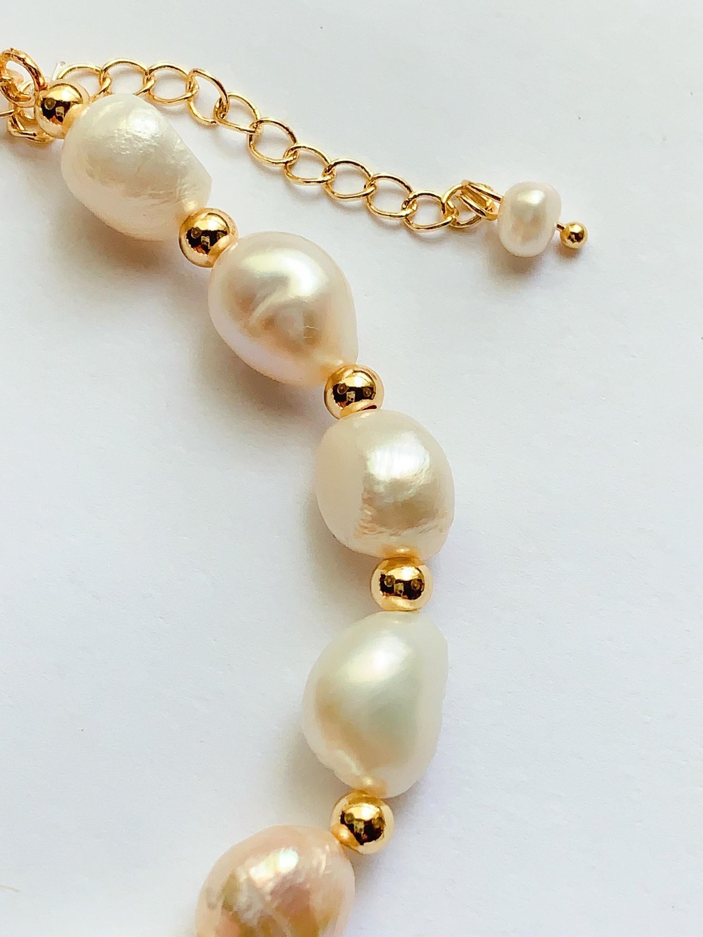 14K Gold Filled Pearl Jewelry Set: Cross Bracelet & Earrings
