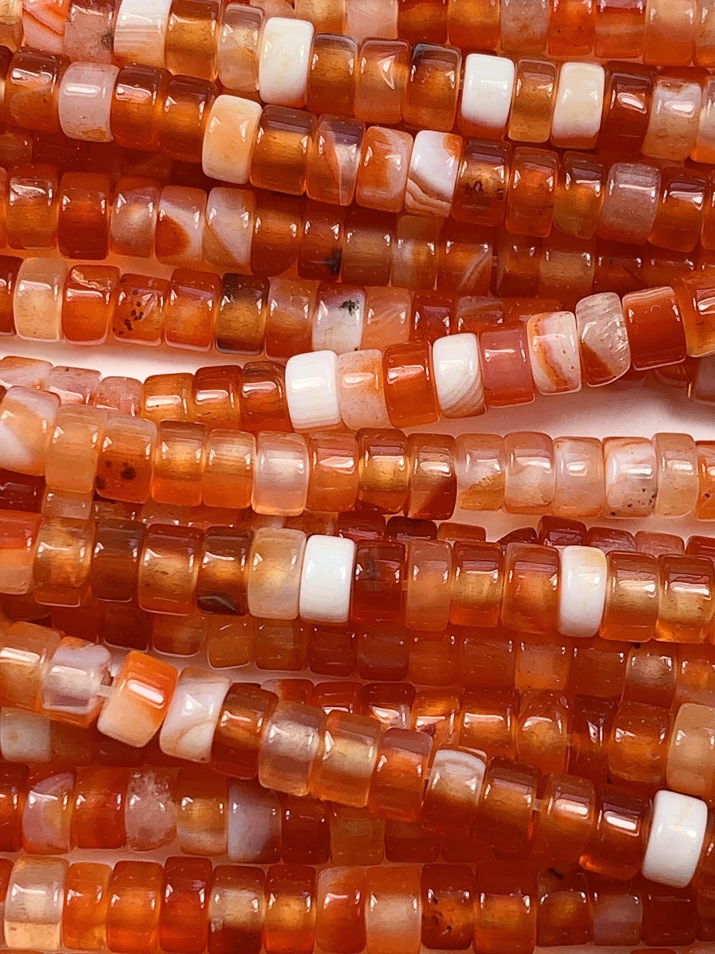 2x4mm Red Agate Heishi Disc Beads 15" Strand