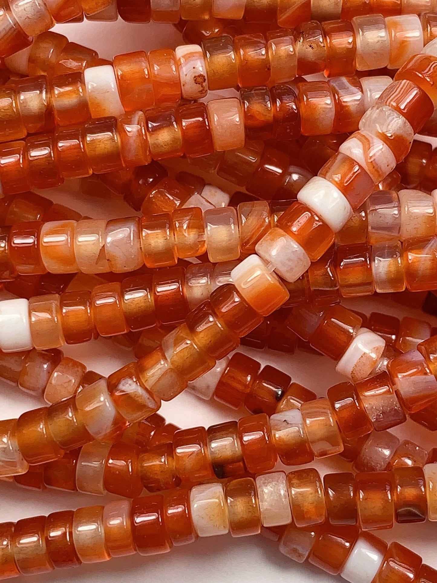 2x4mm Red Agate Heishi Disc Beads 15" Strand