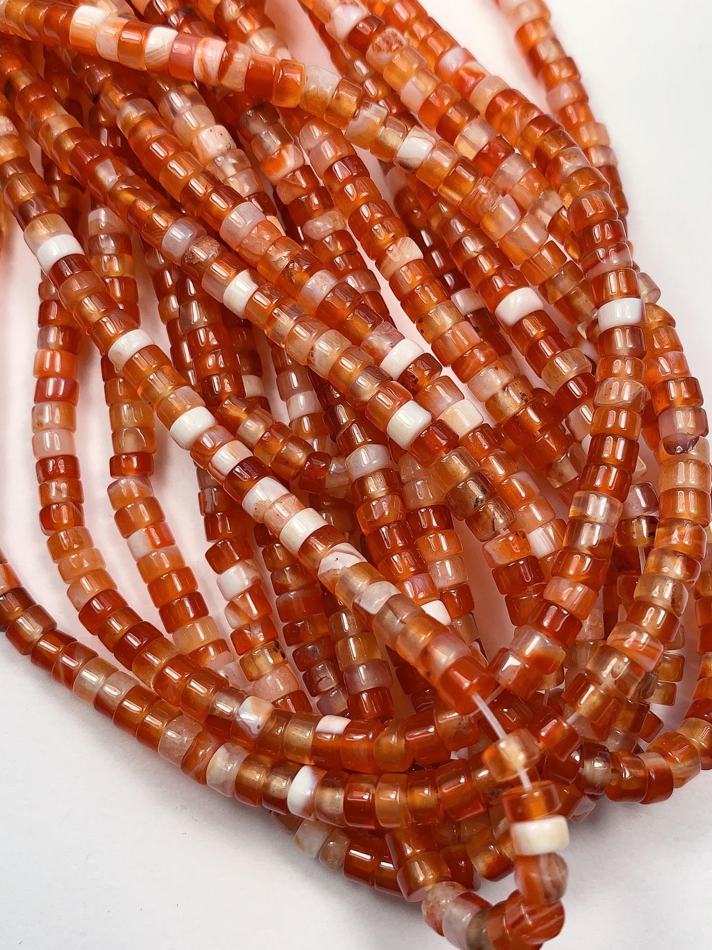 2x4mm Red Agate Heishi Disc Beads 15" Strand