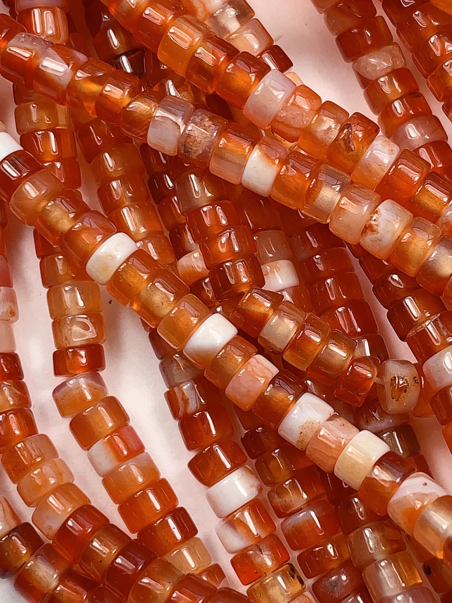 2x4mm Red Agate Heishi Disc Beads 15" Strand