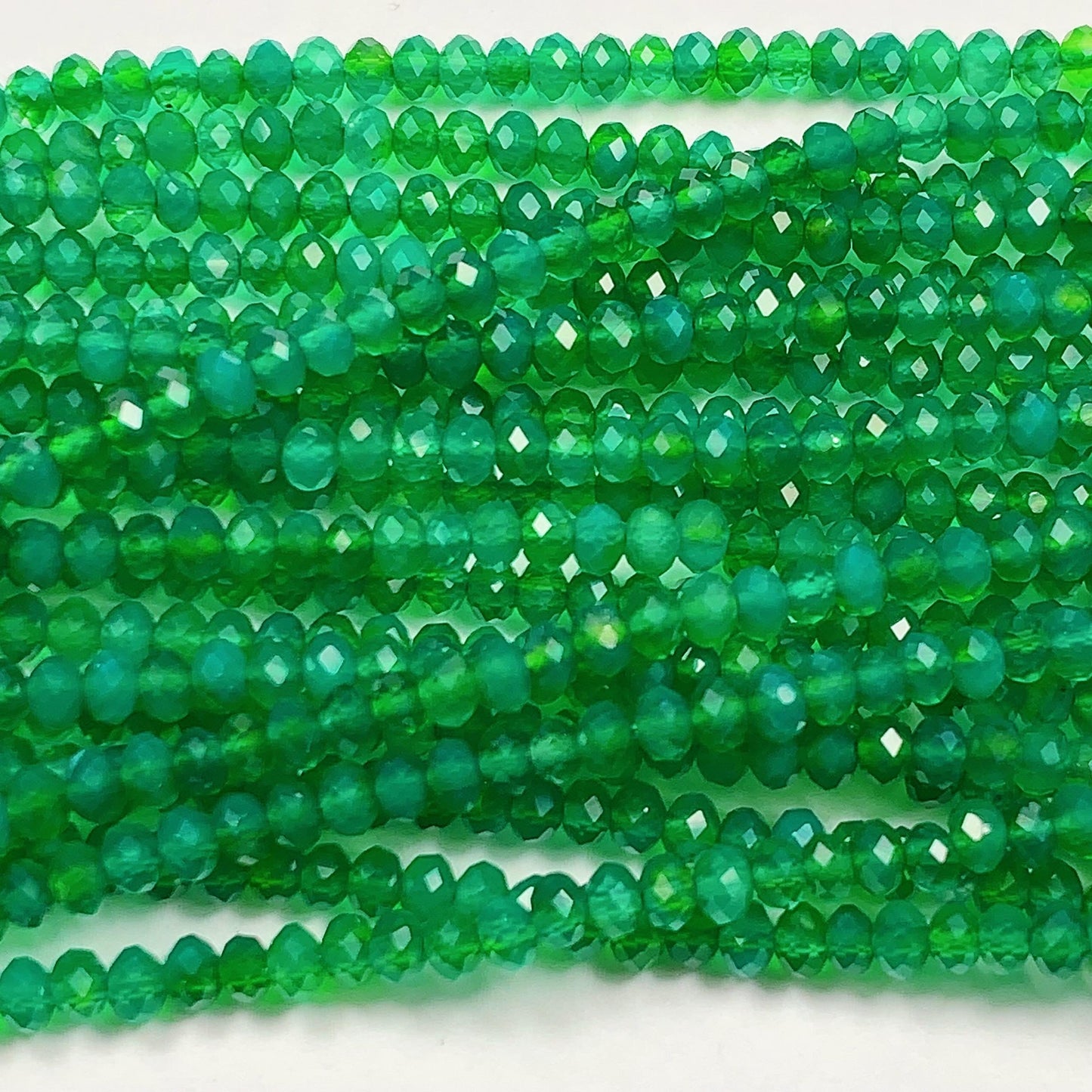 Genuine Natural Green Agate Faceted Rondelle Beads 15.5" Strand