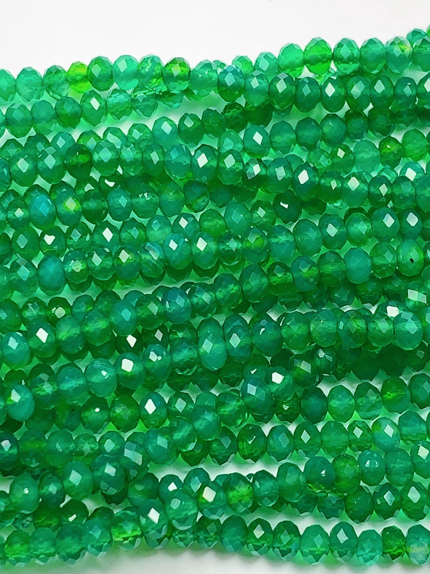 Genuine Natural Green Agate Faceted Rondelle Beads 15.5" Strand