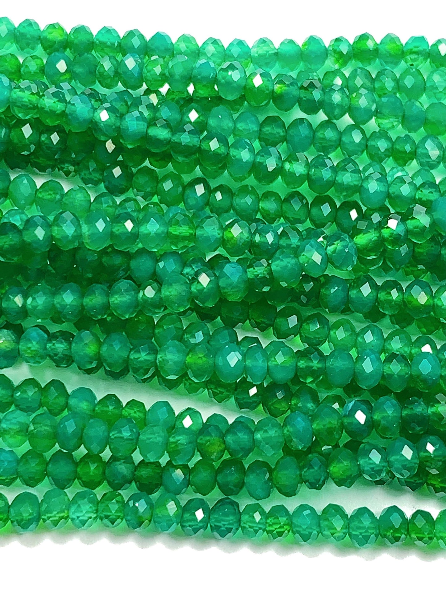 Genuine Natural Green Agate Faceted Rondelle Beads 15.5" Strand