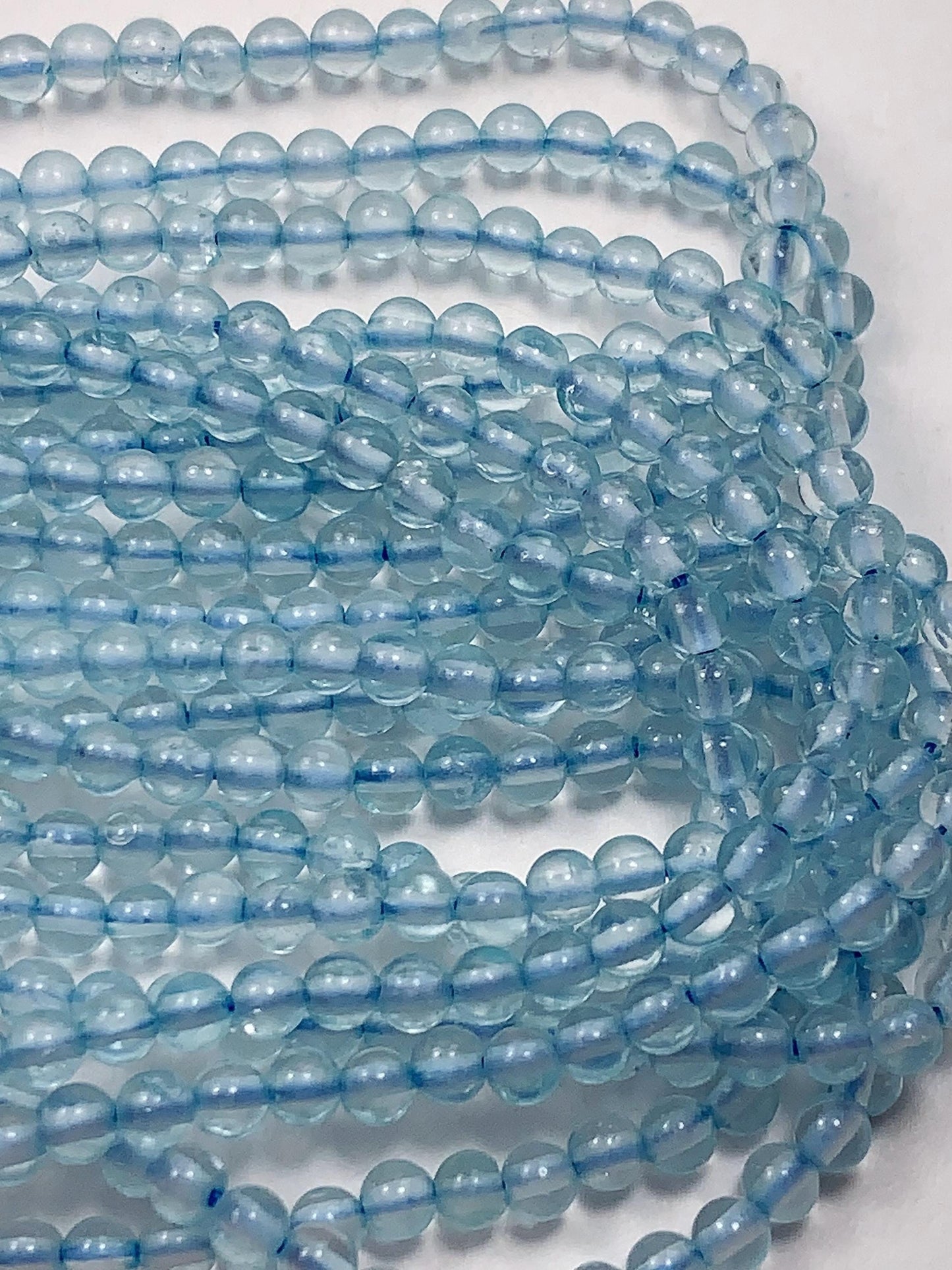 AAA Natural Transparent Sky Blue Topaz Smooth Round Beads 15.5" Strand Gemstone
