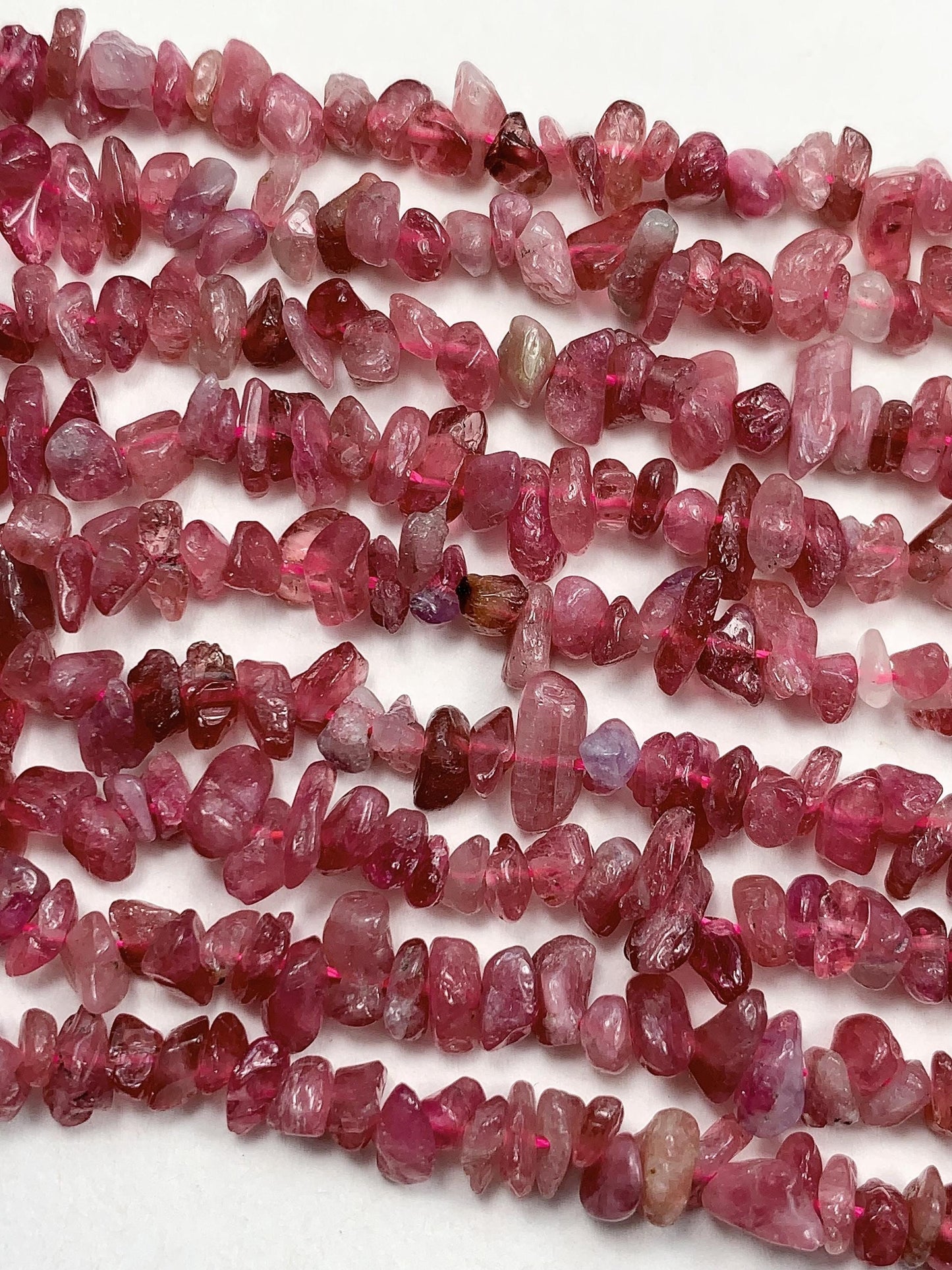 3-8mm  Natural Genuine Pink Tourmaline  Nugget Pebble Irregular Shaped Chip Beads 15.5