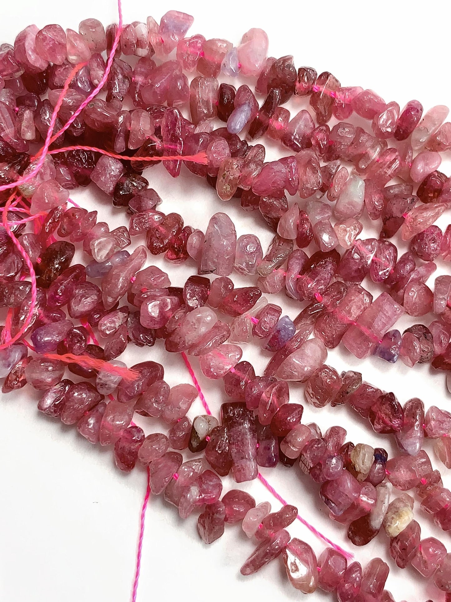3-8mm  Natural Genuine Pink Tourmaline  Nugget Pebble Irregular Shaped Chip Beads 15.5