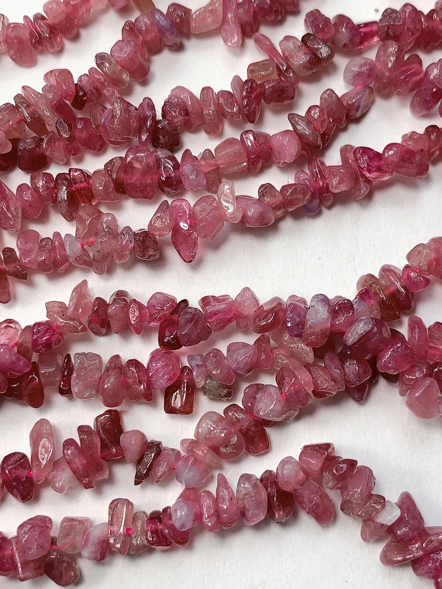 3-8mm  Natural Genuine Pink Tourmaline  Nugget Pebble Irregular Shaped Chip Beads 15.5