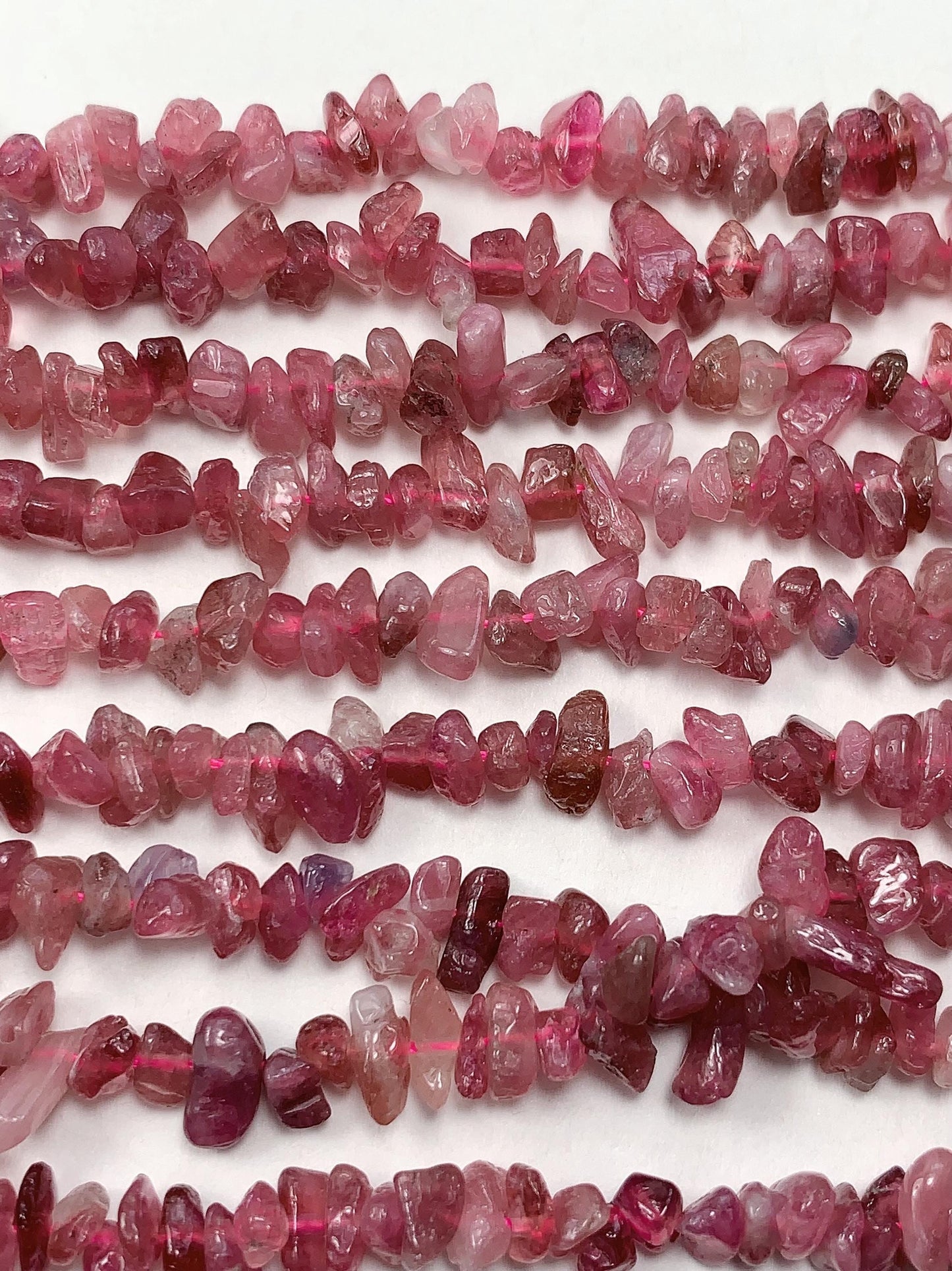 3-8mm  Natural Genuine Pink Tourmaline  Nugget Pebble Irregular Shaped Chip Beads 15.5