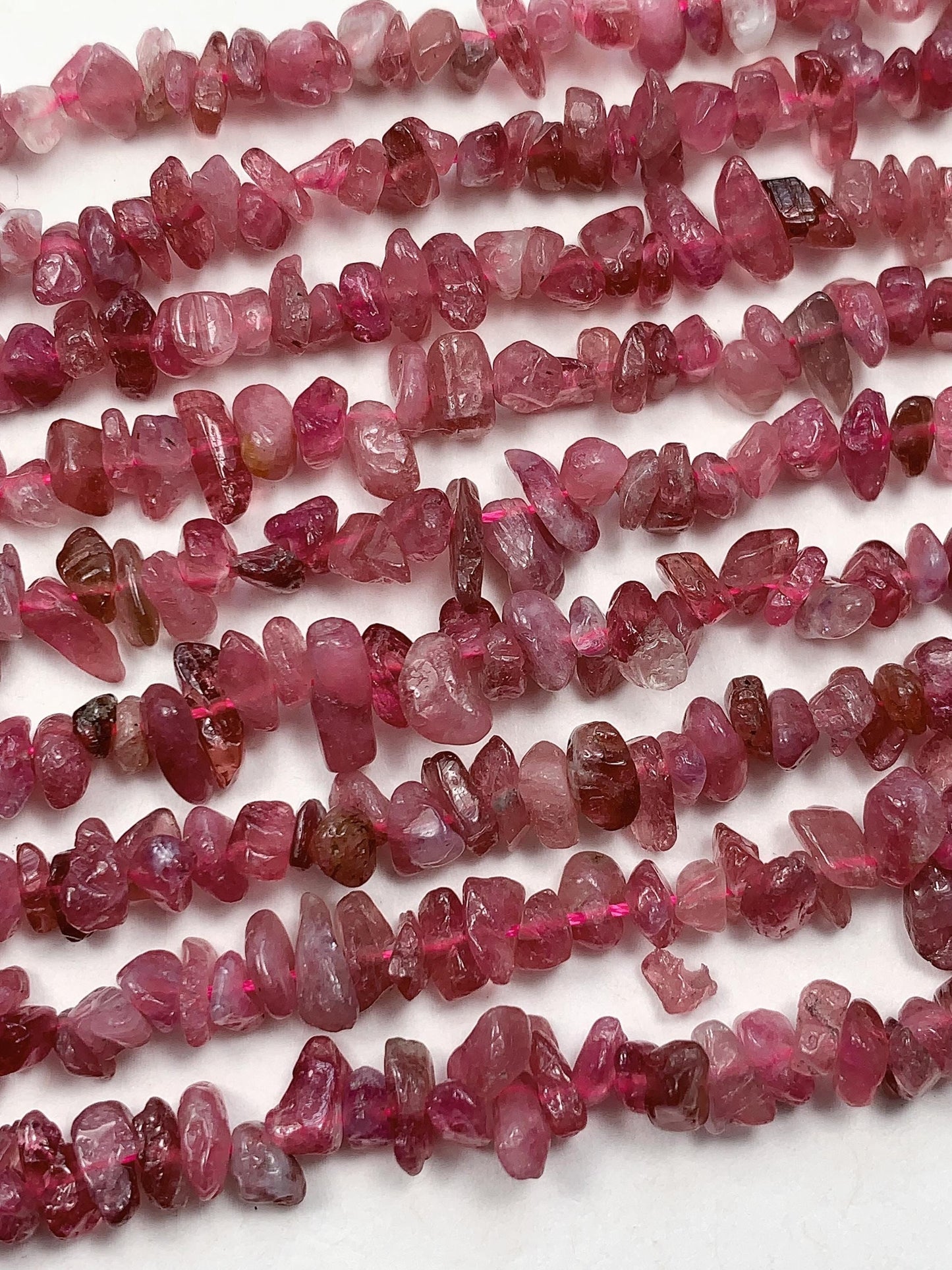 3-8mm  Natural Genuine Pink Tourmaline  Nugget Pebble Irregular Shaped Chip Beads 15.5