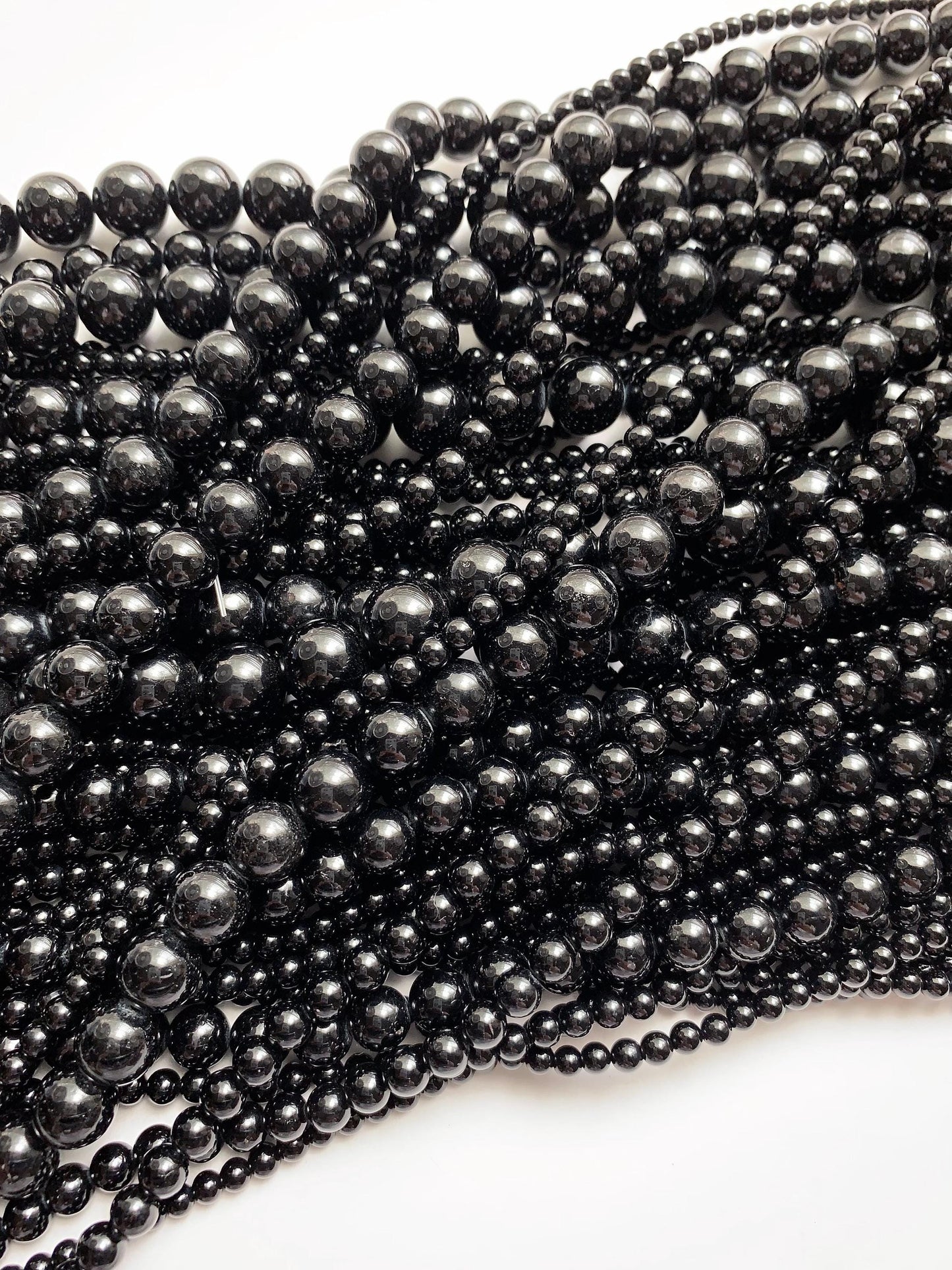 Grade AAA Genuine Natural  Black  Spinel Smooth Round Beads 15.5" Strand Gemstone 2mm 3mm 4mm 6mm 8mm 10mm 12mm 14mm 16mm 18mm 20mm