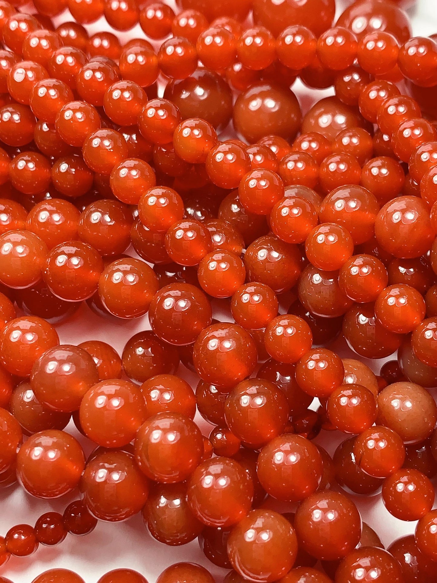 Red Agate Smooth Round Beads: Grade AAA Genuine Gemstone Strand