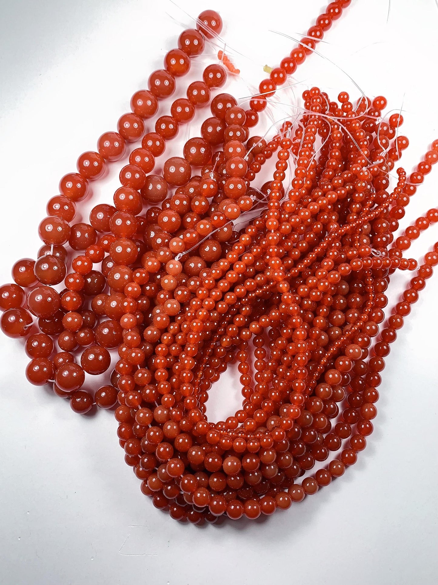 Red Agate Smooth Round Beads: Grade AAA Genuine Gemstone Strand