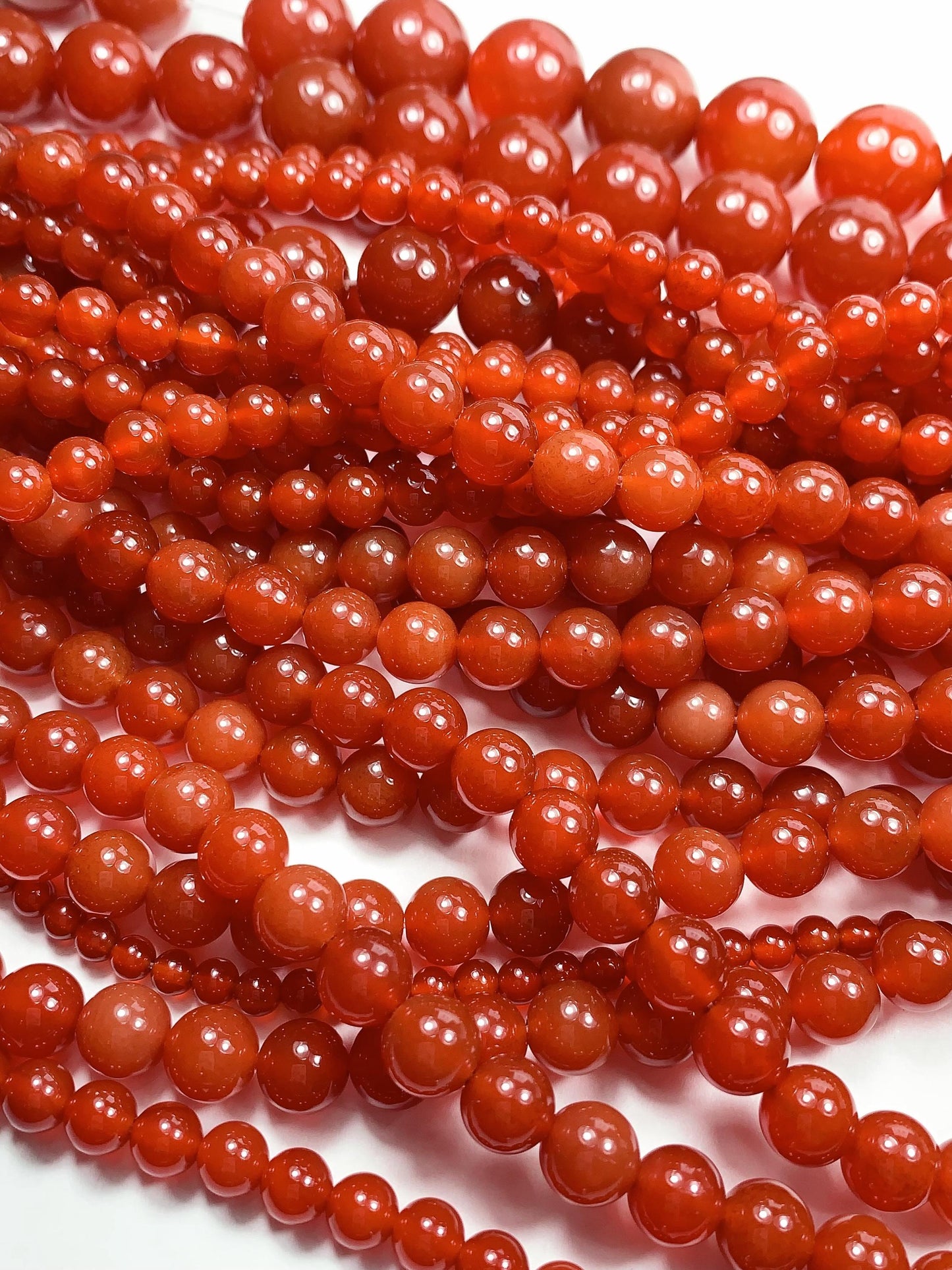 Red Agate Smooth Round Beads: Grade AAA Genuine Gemstone Strand