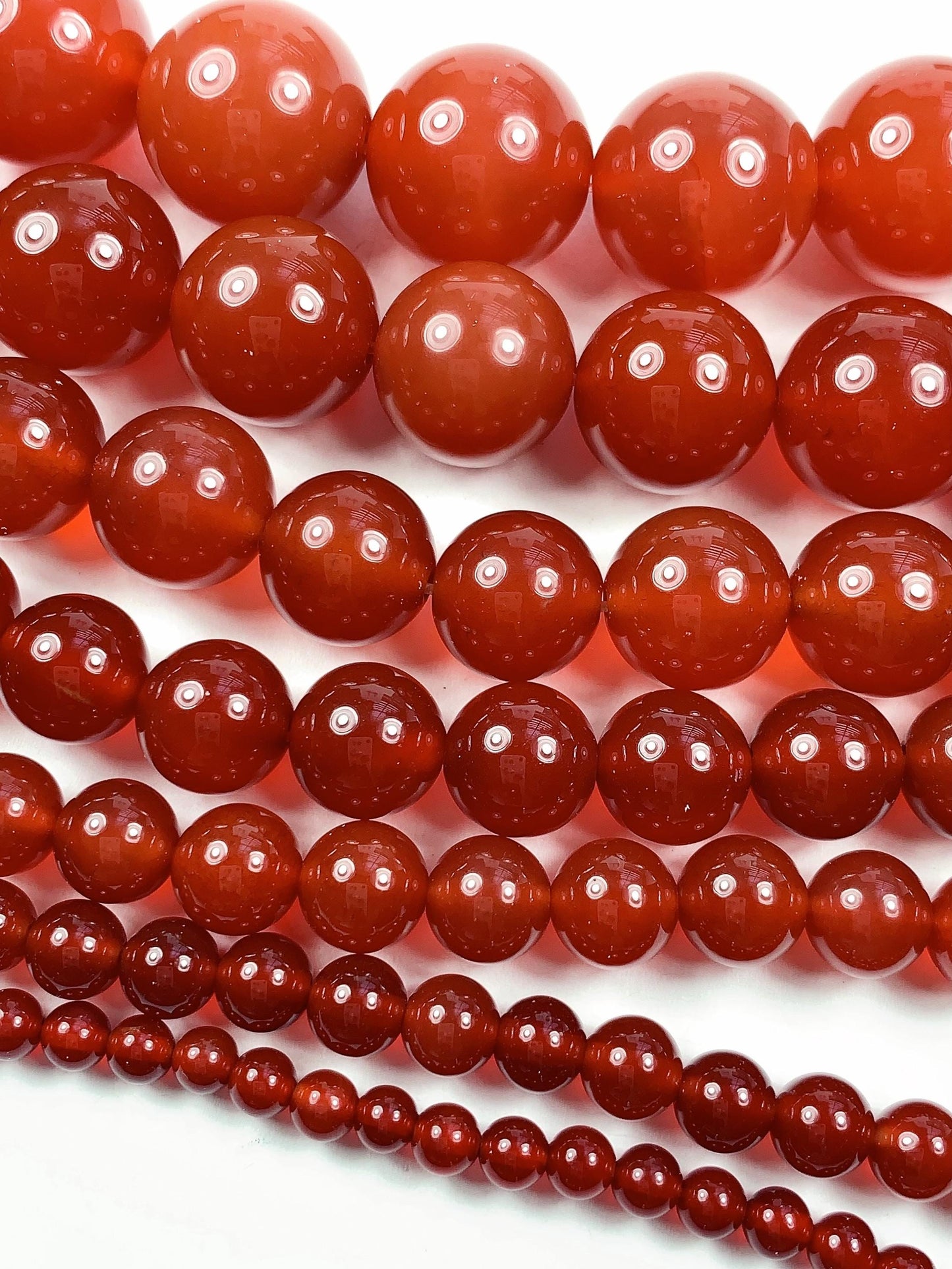 Deep Red Agate Smooth Round Beads: Natural Gemstone Strand