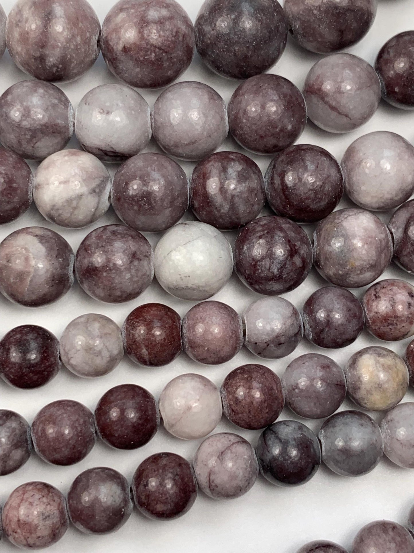 Natural Mauve Pale Purple Marble Jasper Smooth Round Beads 15.5" Strand  6mm 8mm 10mm