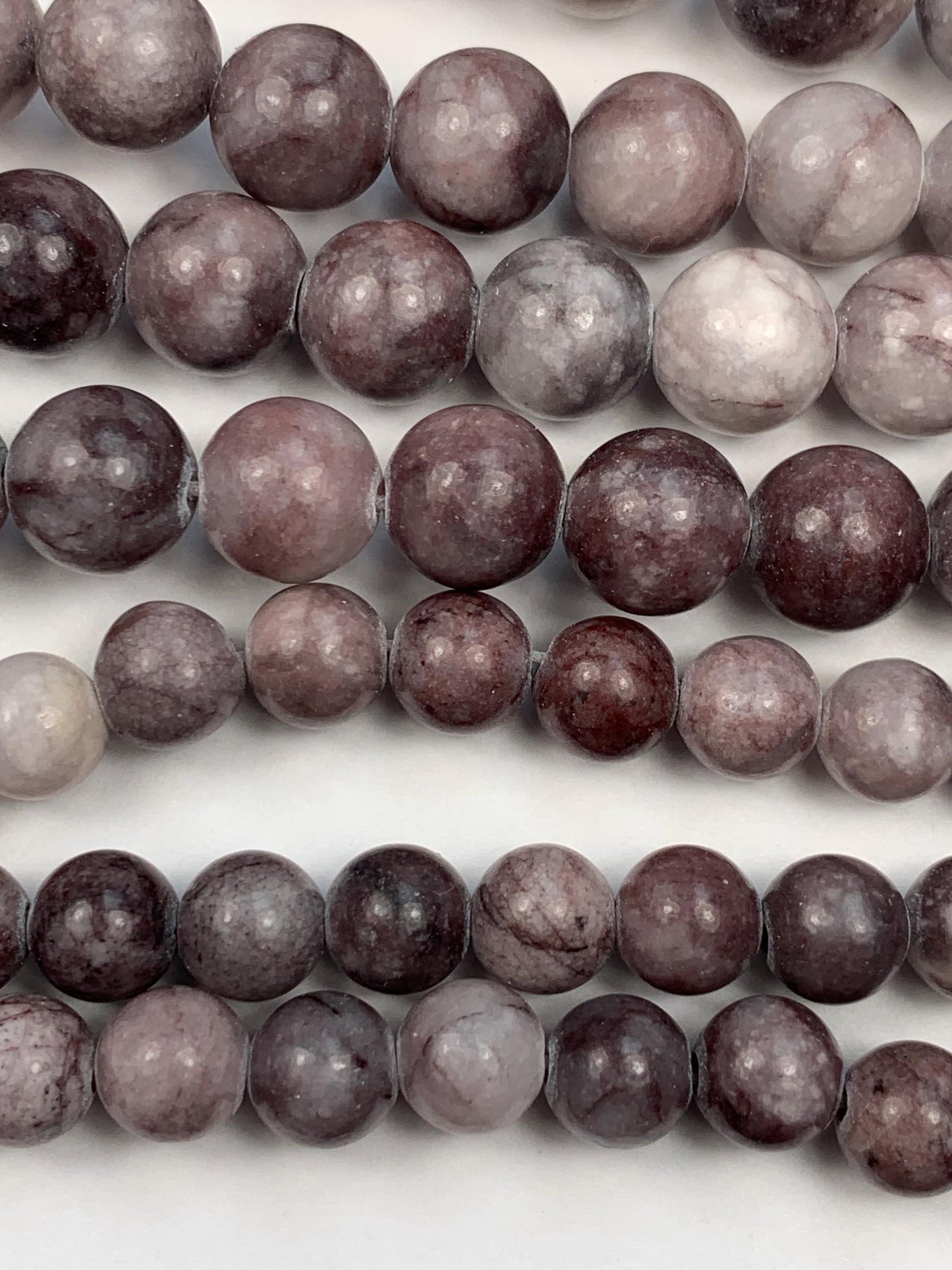 Natural Mauve Pale Purple Marble Jasper Smooth Round Beads 15.5" Strand  6mm 8mm 10mm