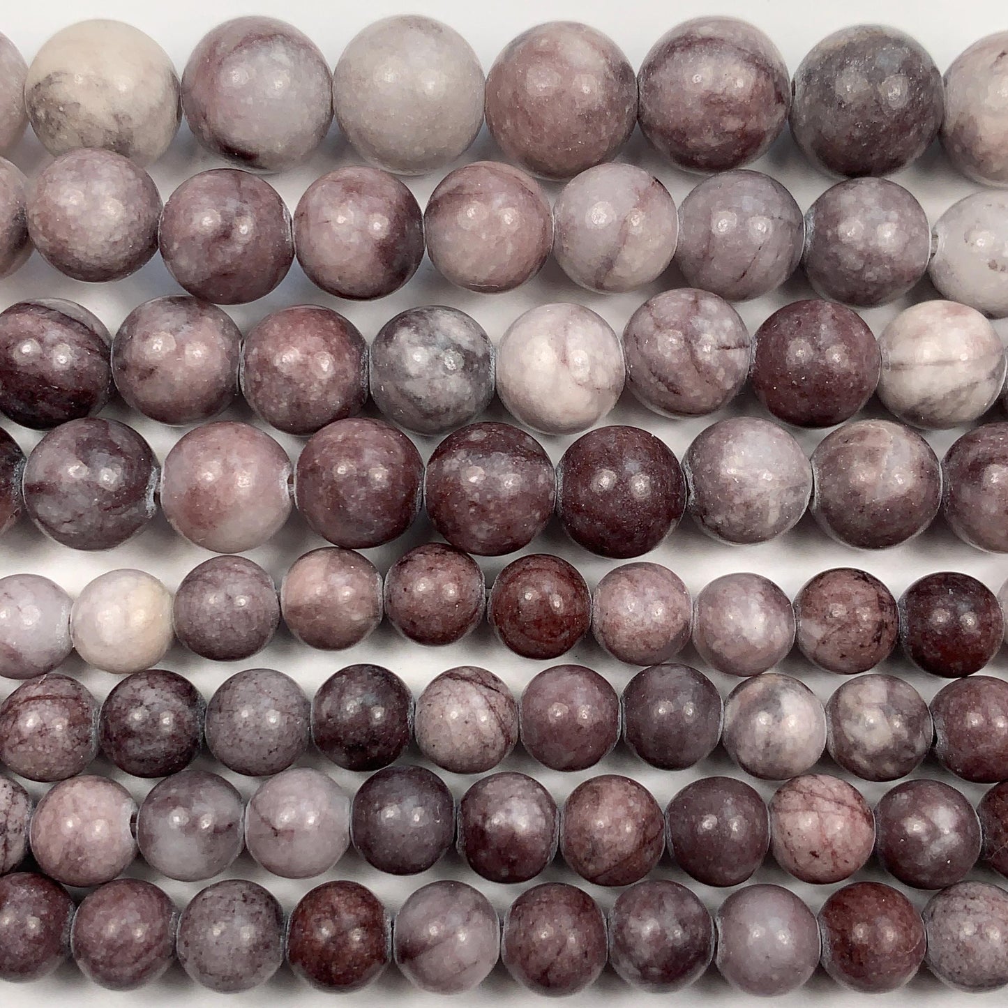 Natural Mauve Pale Purple Marble Jasper Smooth Round Beads 15.5" Strand  6mm 8mm 10mm