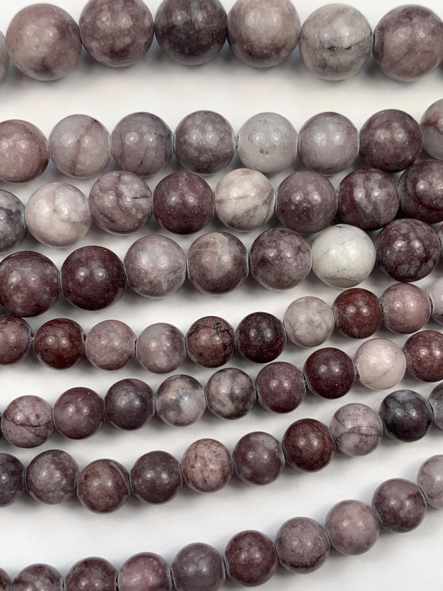 Natural Mauve Pale Purple Marble Jasper Smooth Round Beads 15.5" Strand  6mm 8mm 10mm