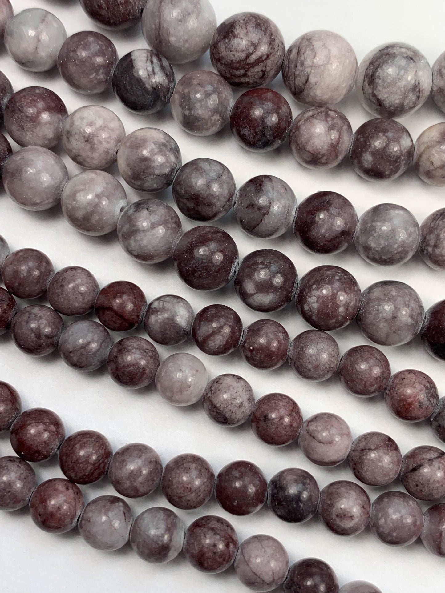 Natural Mauve Pale Purple Marble Jasper Smooth Round Beads 15.5" Strand  6mm 8mm 10mm
