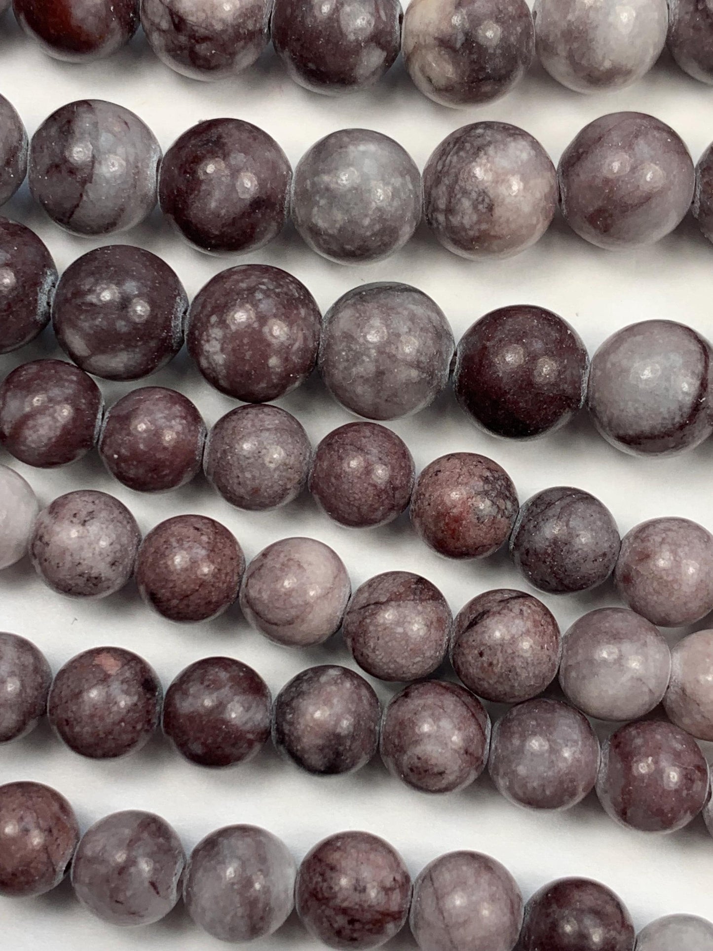 Natural Mauve Pale Purple Marble Jasper Smooth Round Beads 15.5" Strand  6mm 8mm 10mm