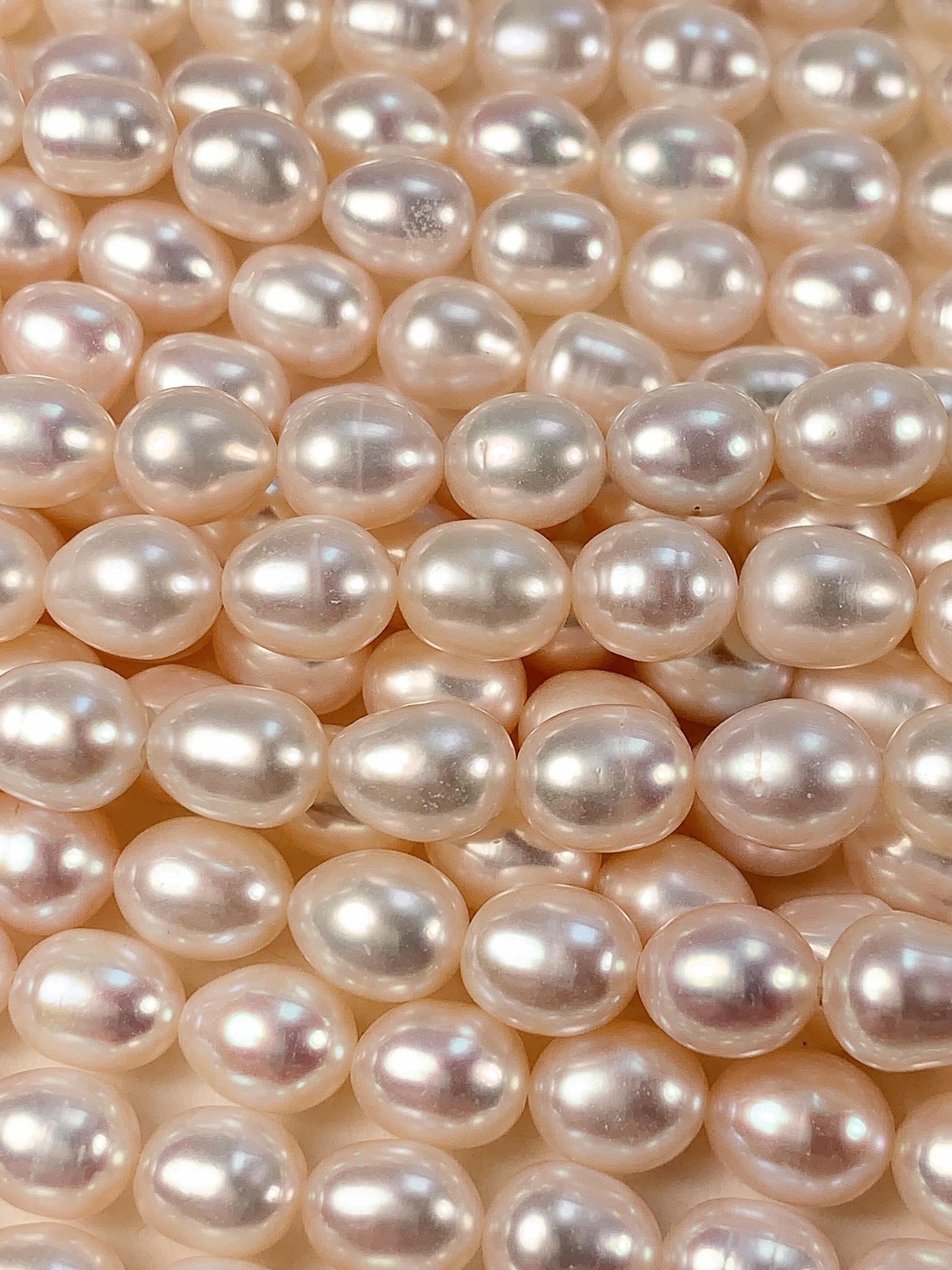 AAA White Oval Pearl Beads: 7mm Natural Gemstone Strand