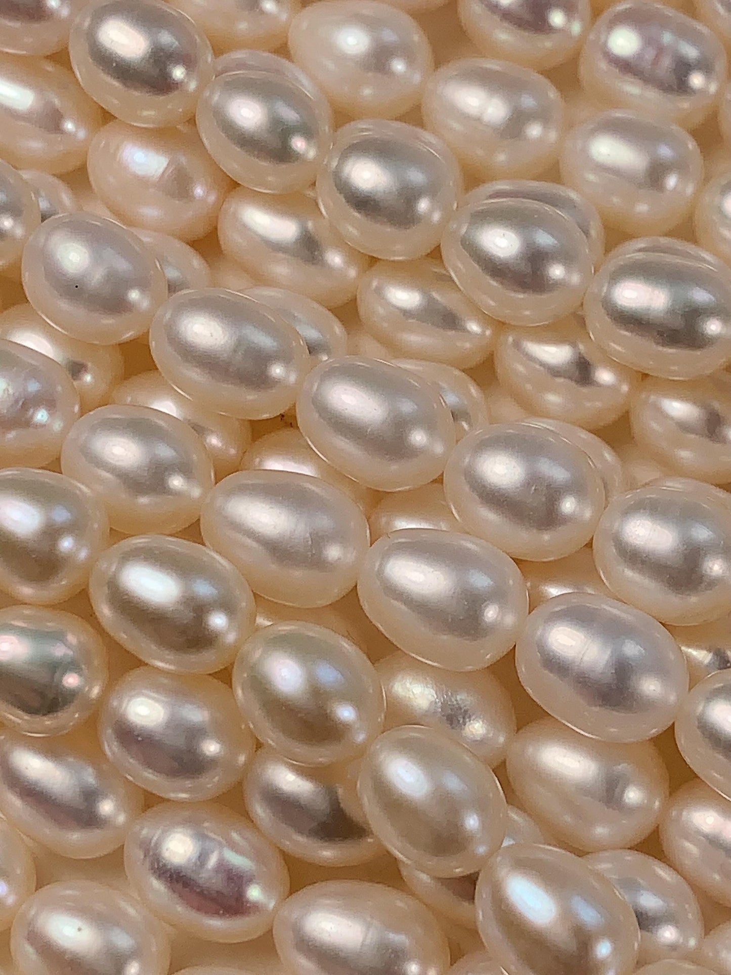 AAA White Oval Pearl Beads: Natural Gemstone Strand (6-6.5mm)