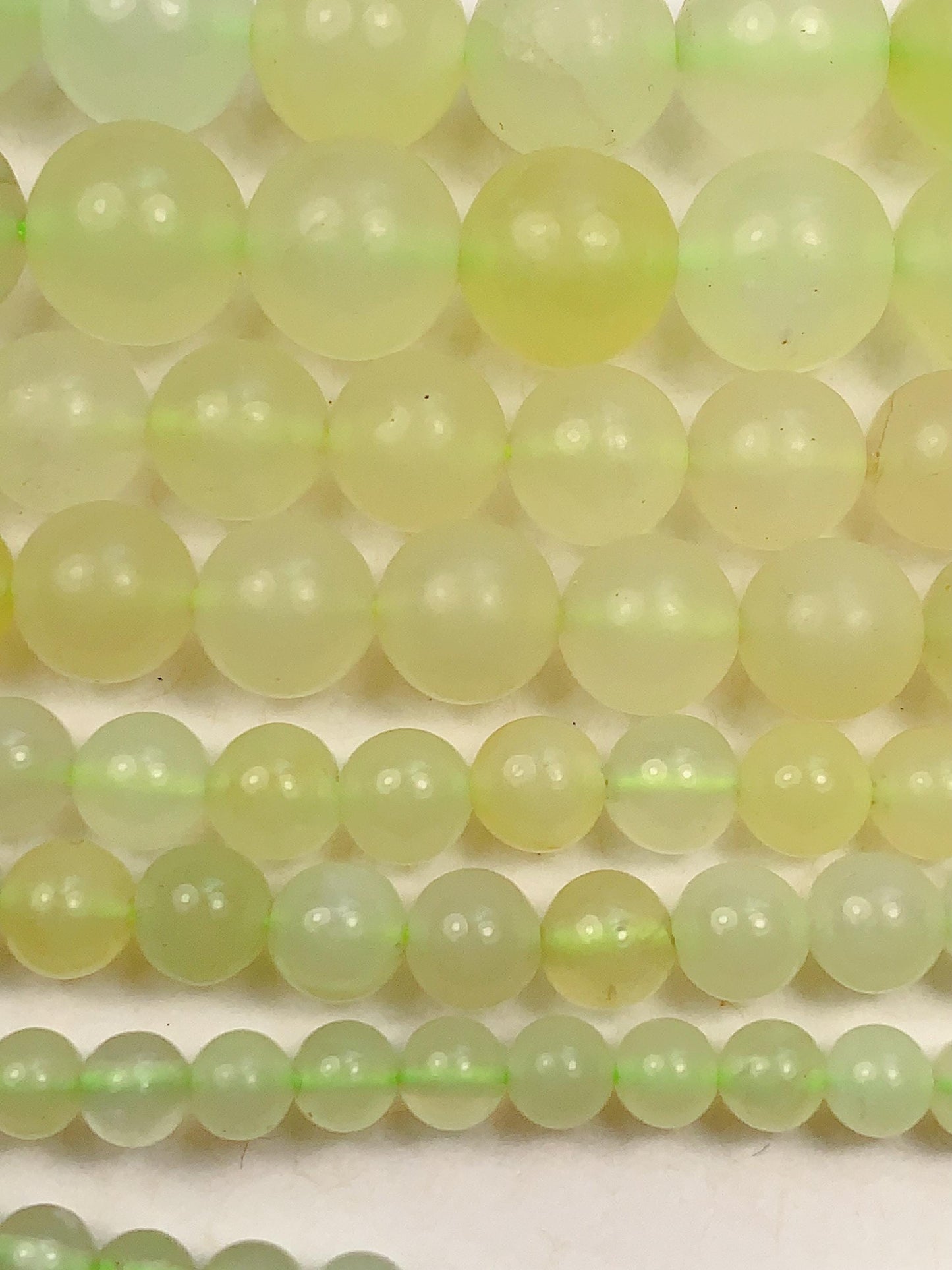 Light Green Yellow Serpentine Smooth Round  Jade Beads: Natural Genuine 15.5" Strand