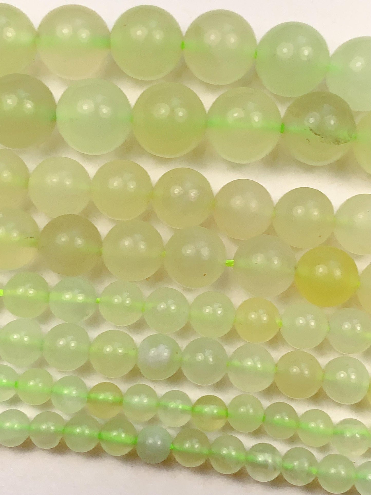 Light Green Yellow Serpentine Smooth Round  Jade Beads: Natural Genuine 15.5" Strand