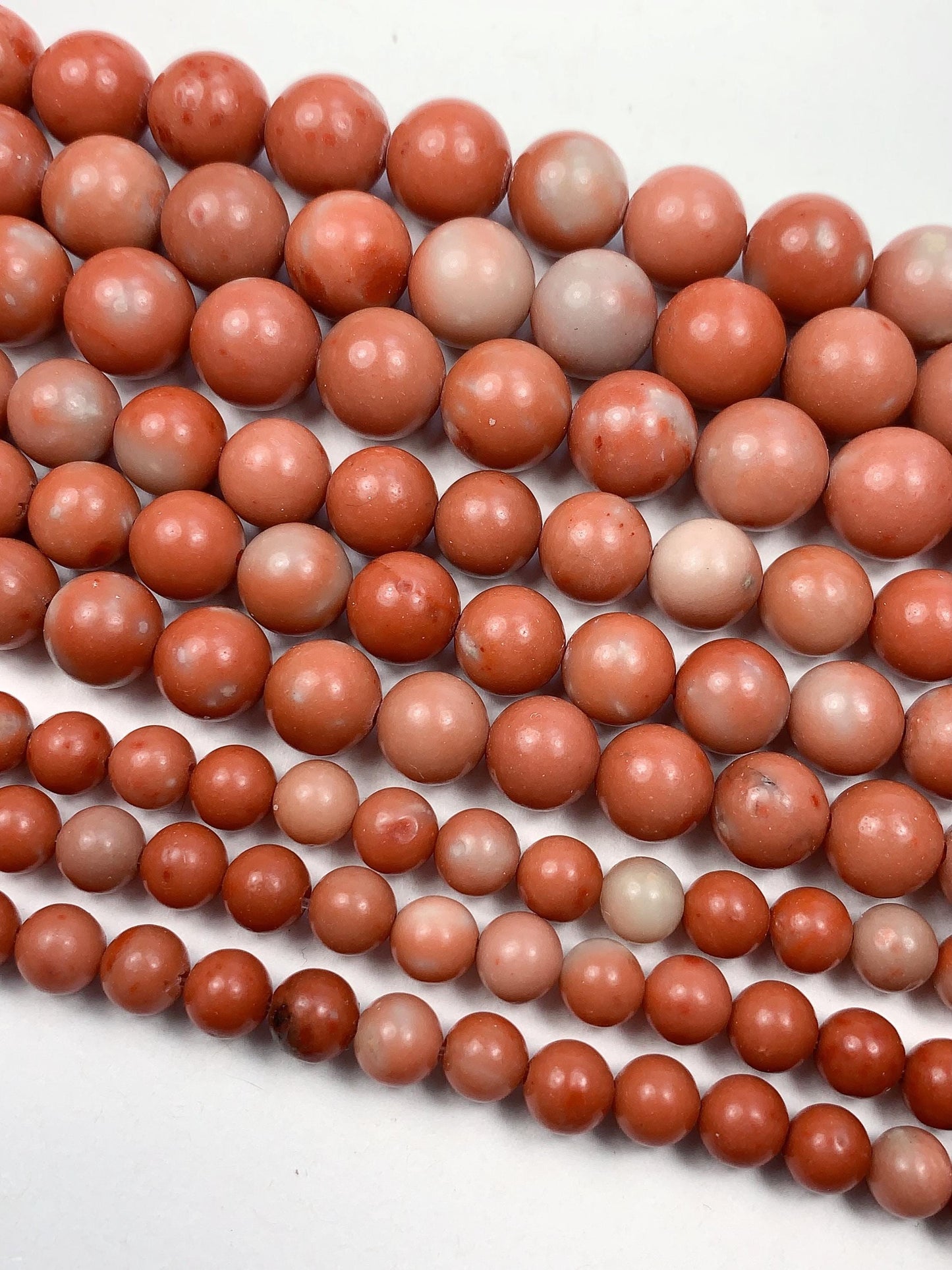 Natural Peach Pink Jasper Smooth Round Beads 15.5" Strand  6mm 8mm 10mm