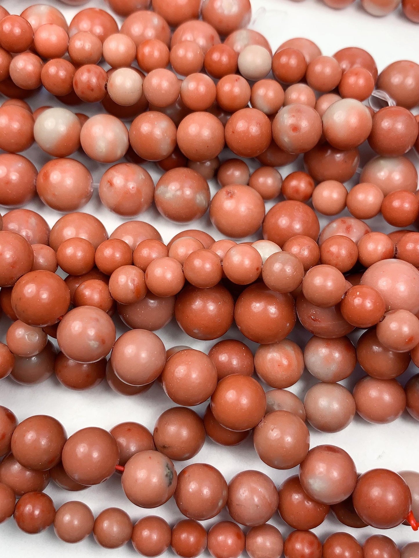 Natural Peach Pink Jasper Smooth Round Beads 15.5" Strand  6mm 8mm 10mm