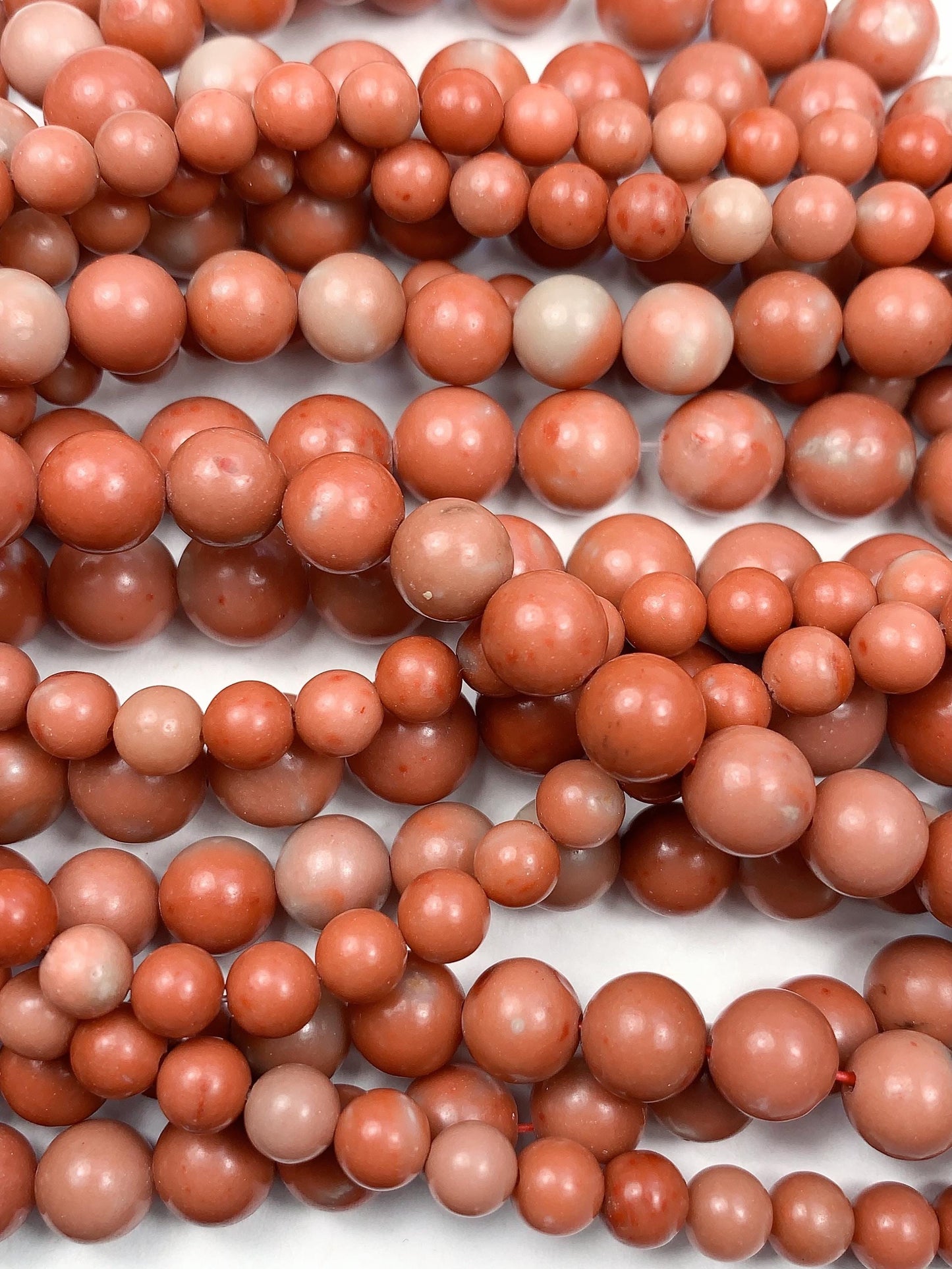 Natural Peach Pink Jasper Smooth Round Beads 15.5" Strand  6mm 8mm 10mm