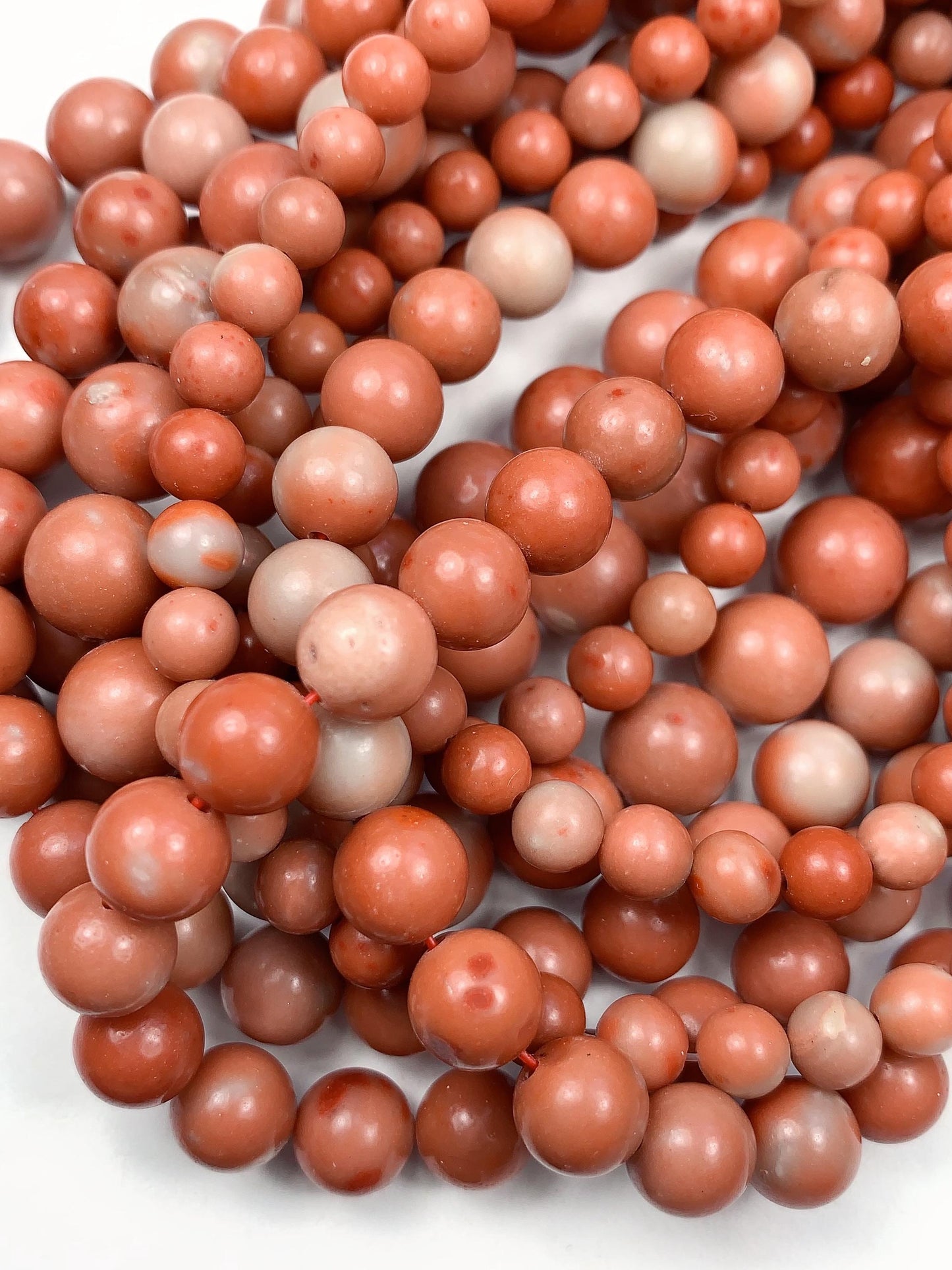 Natural Peach Pink Jasper Smooth Round Beads 15.5" Strand  6mm 8mm 10mm