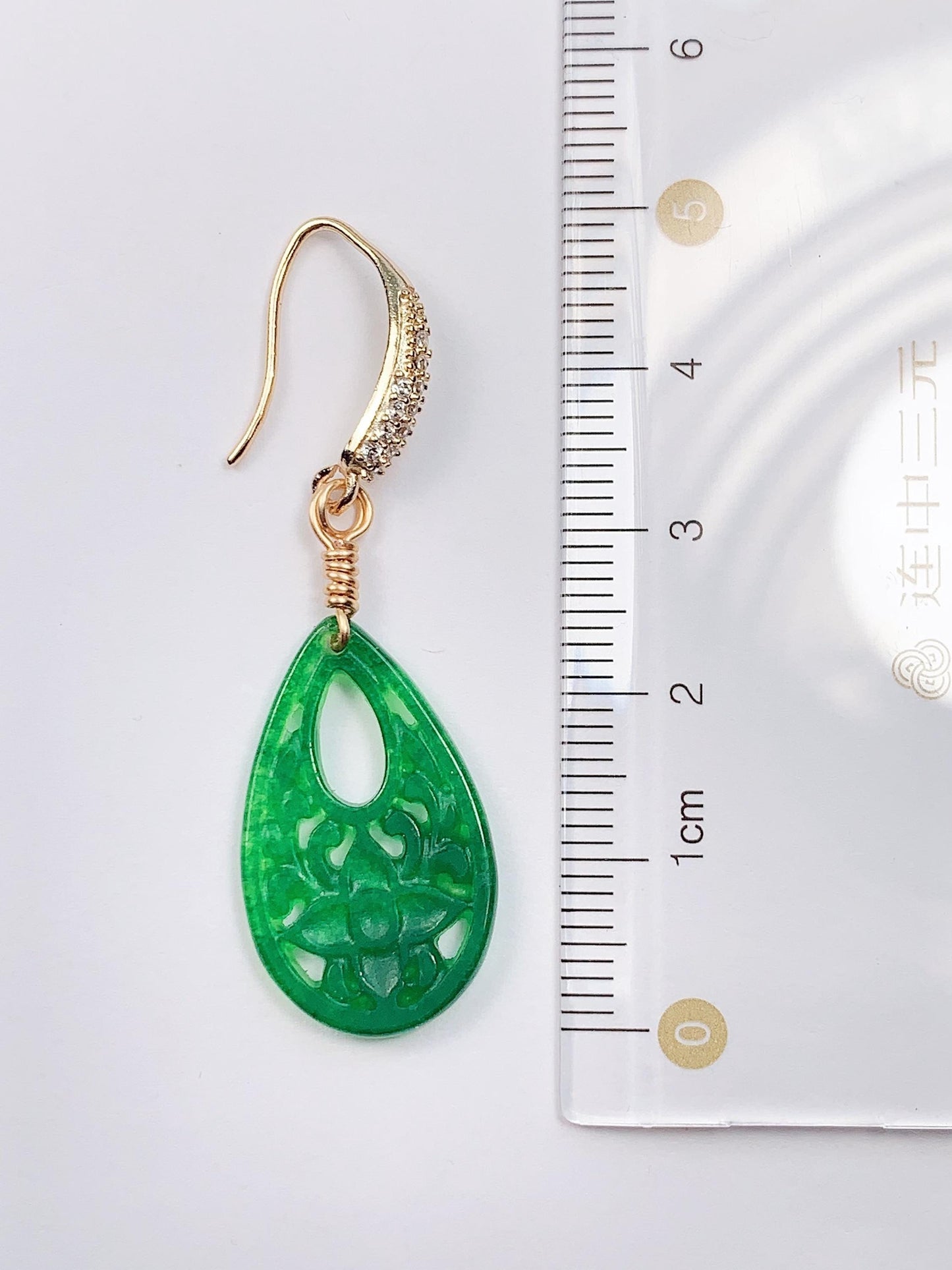 25mm Natural Green Jade 14K Yellow Gold Filled Earrings Ear Stud Handmade May Birthstone
