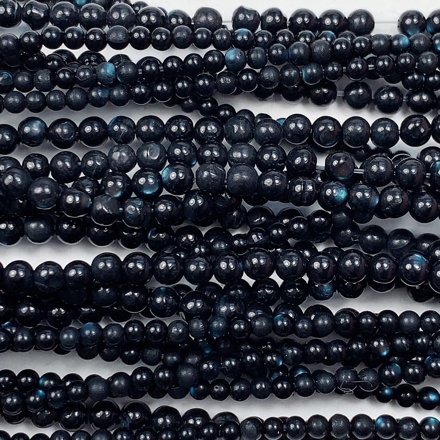 Natural Deep Blue Black Mother of Pearl Shell Beads: 2mm 3mm Smooth Round Gemstone Strand