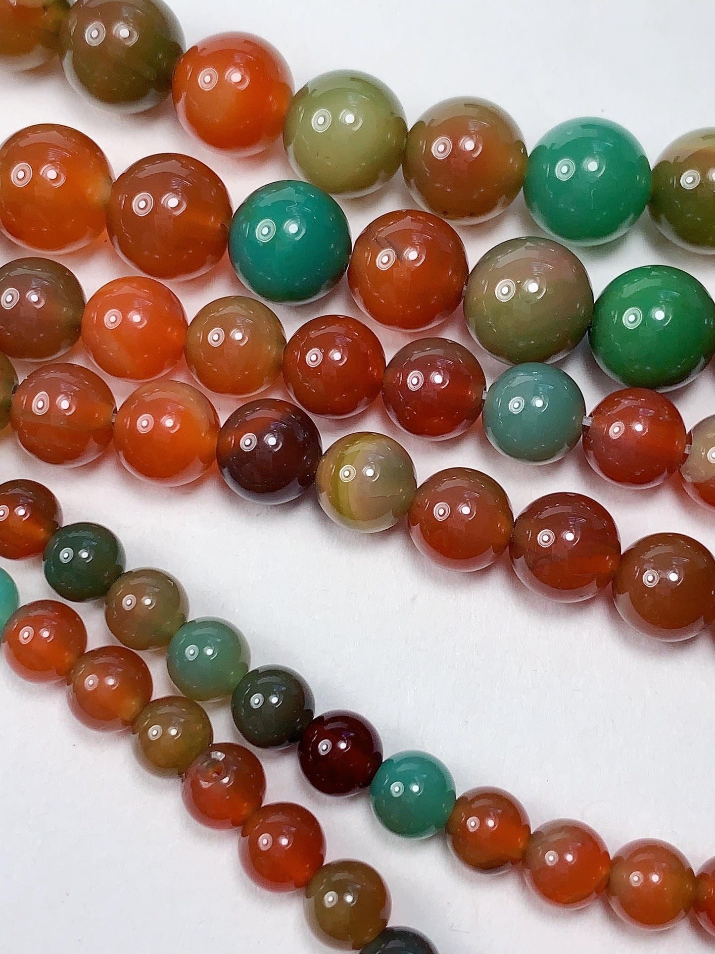 Deep Red Agate Smooth Round Beads: Natural Gemstone Strand