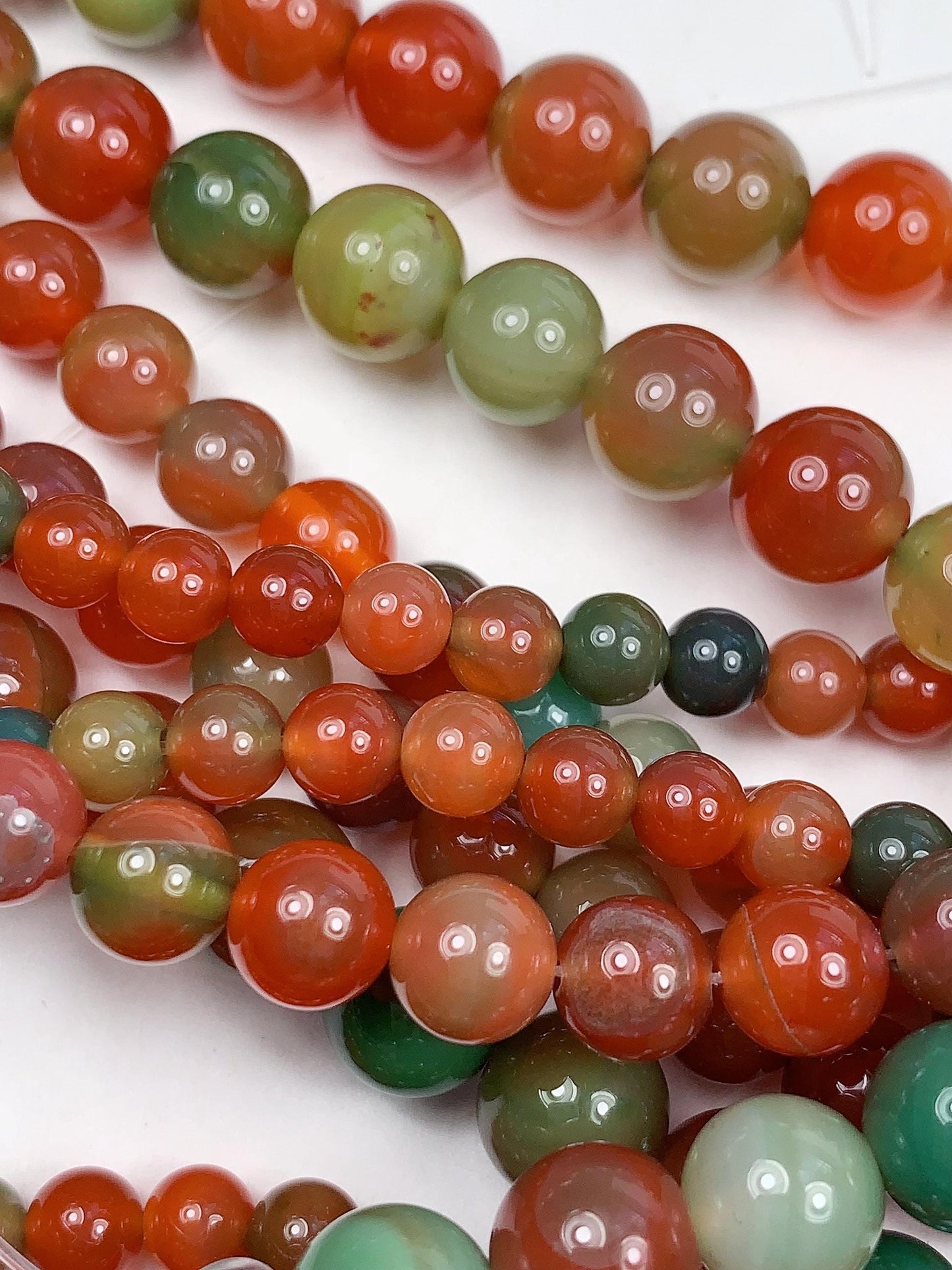 Deep Red Agate Smooth Round Beads: Natural Gemstone Strand