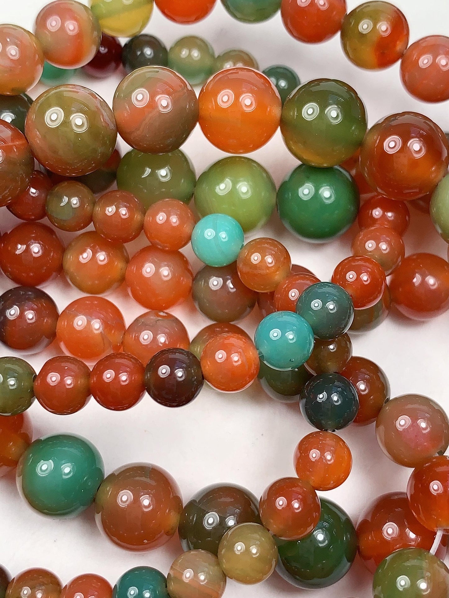 Deep Red Agate Smooth Round Beads: Natural Gemstone Strand