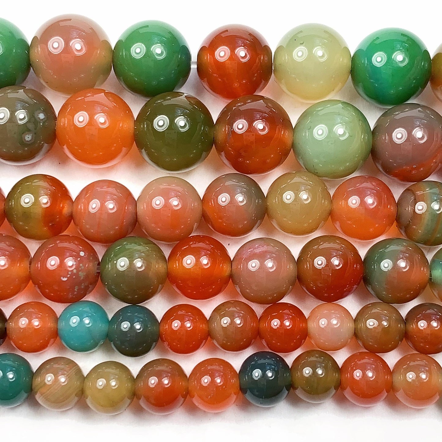 Deep Red Agate Smooth Round Beads: Natural Gemstone Strand