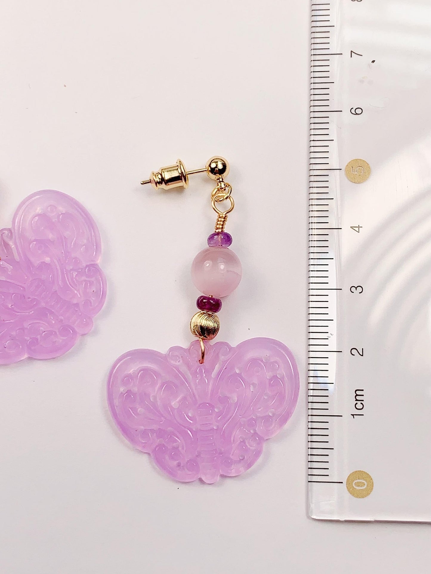 Amethyst Kunzite Earrings: 14K Gold Filled, Purple Jade Butterfly