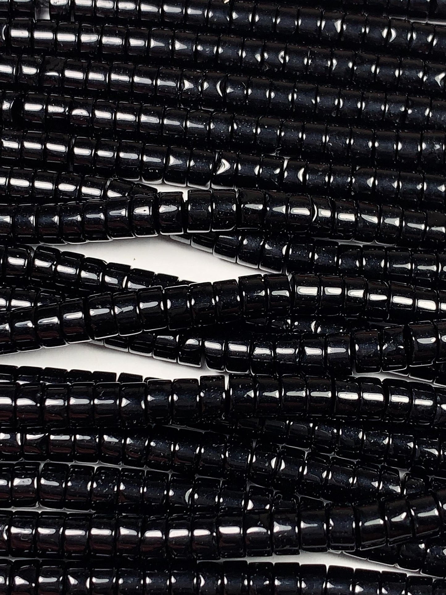2x4mm Natural Black Obsidian Heishi Disc Beads 15 Strand Gemstone