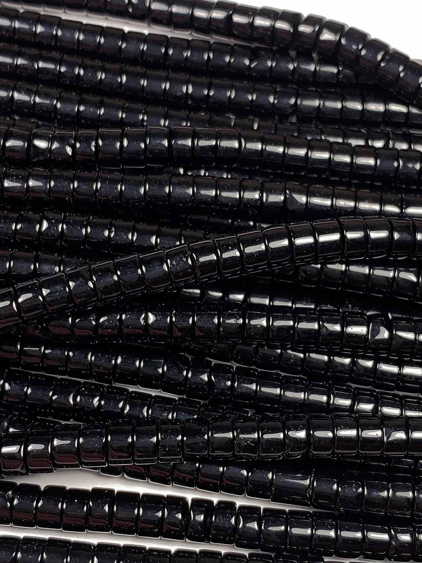2x4mm Natural Black Obsidian Heishi Disc Beads 15 Strand Gemstone