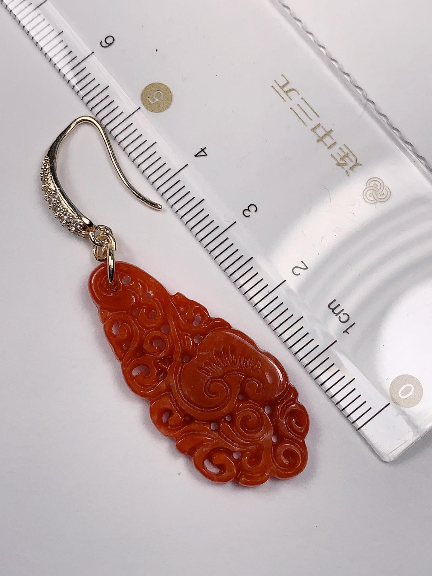Orange Jade 14K Gold Filled Earrings: Handmade Feicui Fei Jade