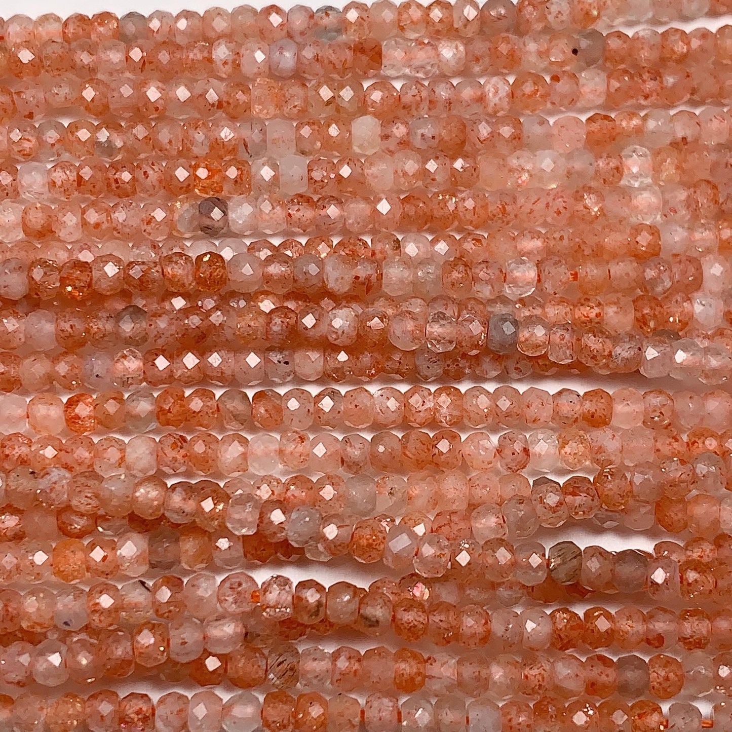2x3mm  Grade AAA Natural Orange Sunstone Faceted Rondelle Beads 15.5" Strand