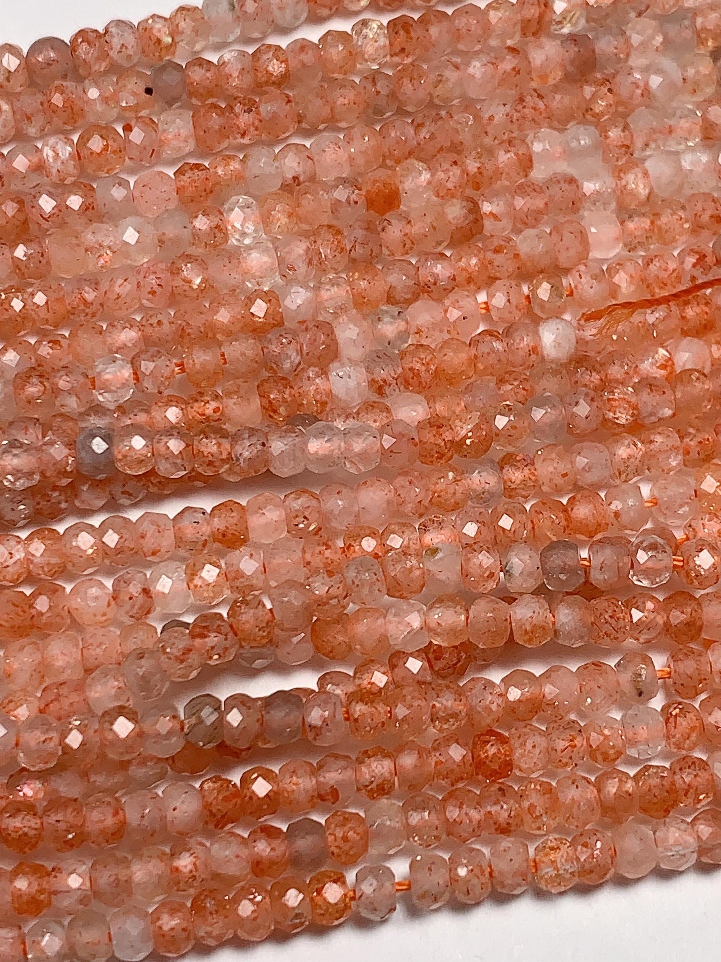 2x3mm  Grade AAA Natural Orange Sunstone Faceted Rondelle Beads 15.5" Strand