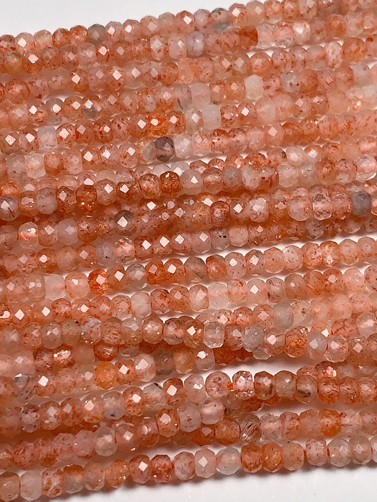 2x3mm  Grade AAA Natural Orange Sunstone Faceted Rondelle Beads 15.5" Strand