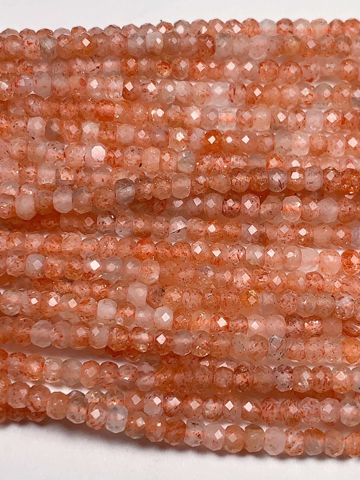2x3mm  Grade AAA Natural Orange Sunstone Faceted Rondelle Beads 15.5" Strand