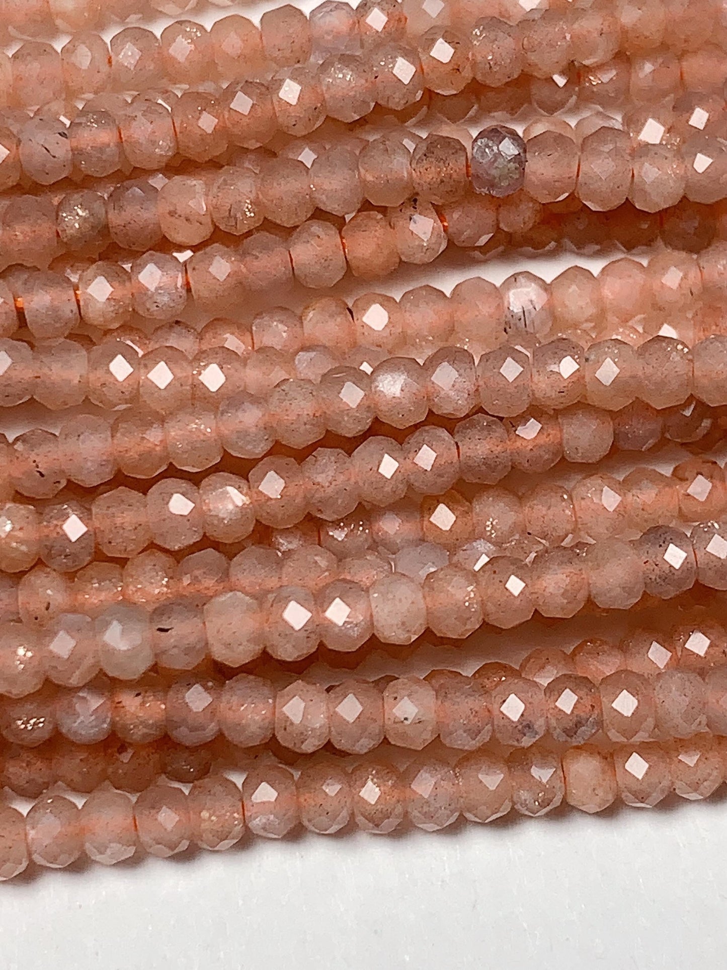 2x3mm  Grade AAA Natural light Orange Sunstone Faceted Rondelle Beads 15.5" Strand